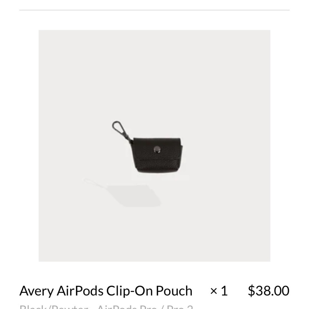 Bandolier Avery AirPods Clip-On Pouch Black/Pewter - AirPods Pro / Pro 2